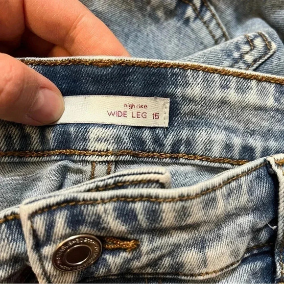 SO Wide Leg Vintage Flare High Rise Denim Juniors Size 15 Blue Acid Mom Pants - Picture 6 of 11